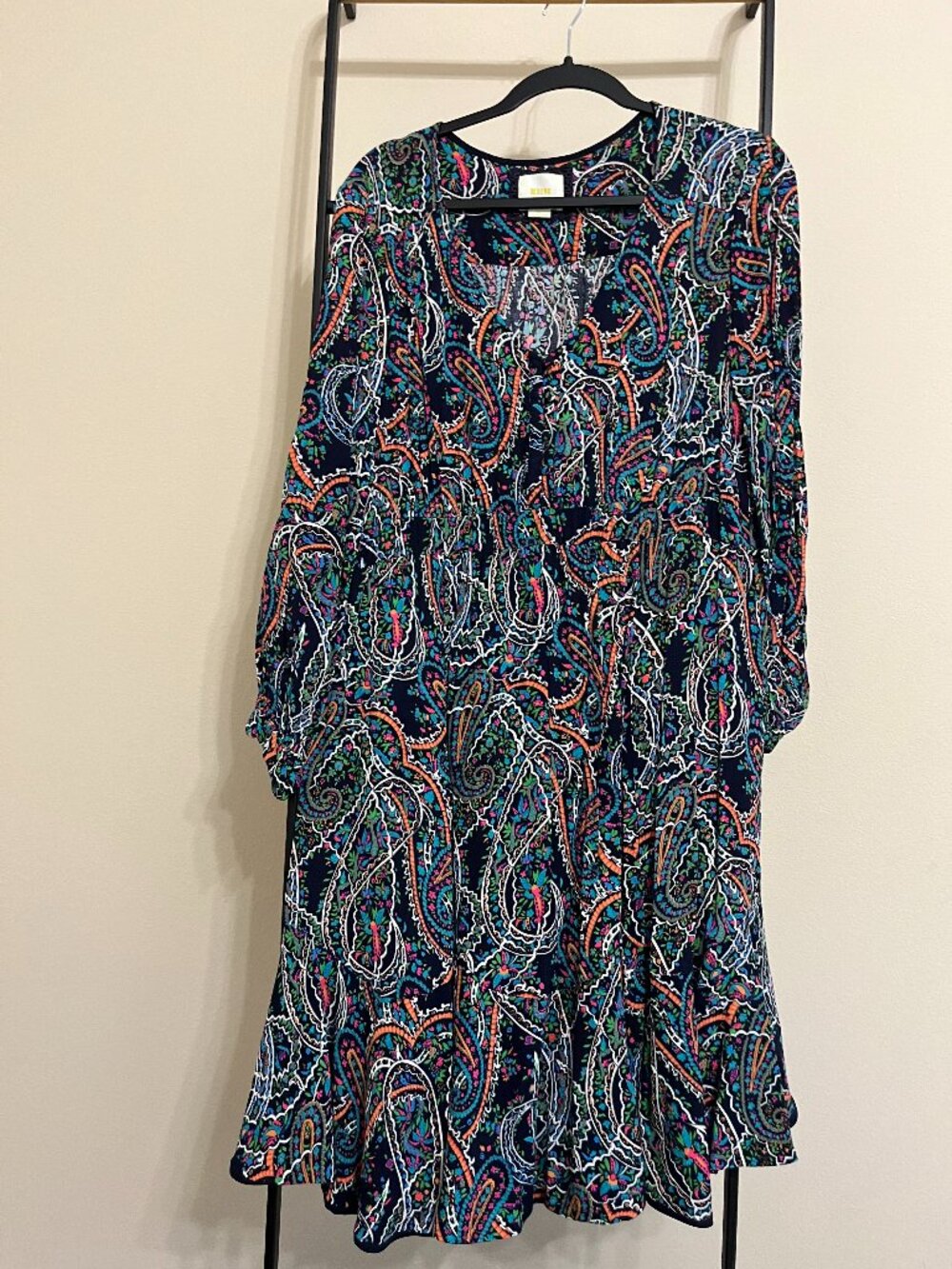 Maeve Anthropologie Paisley Button Front V-Neck Midi Dress Size XL